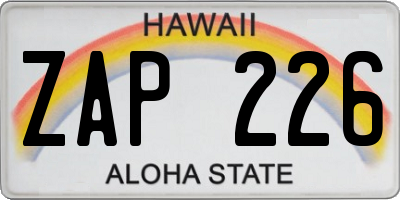HI license plate ZAP226