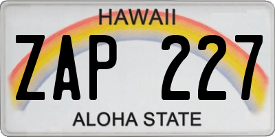 HI license plate ZAP227