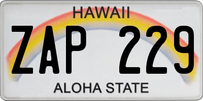 HI license plate ZAP229