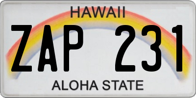HI license plate ZAP231