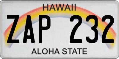 HI license plate ZAP232