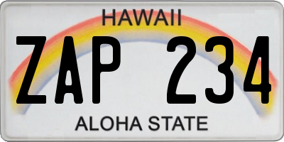HI license plate ZAP234