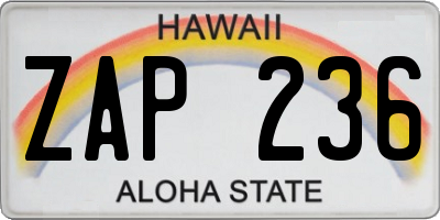 HI license plate ZAP236