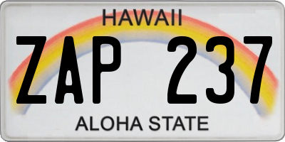 HI license plate ZAP237