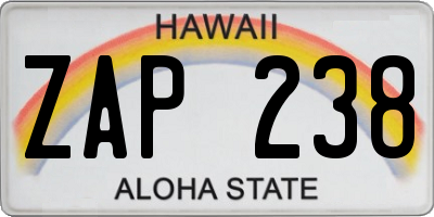 HI license plate ZAP238