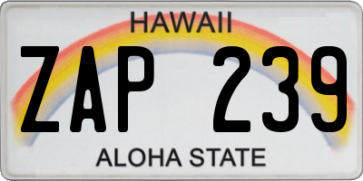 HI license plate ZAP239