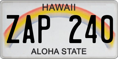 HI license plate ZAP240