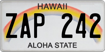 HI license plate ZAP242