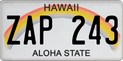HI license plate ZAP243