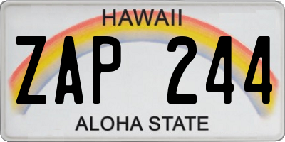 HI license plate ZAP244