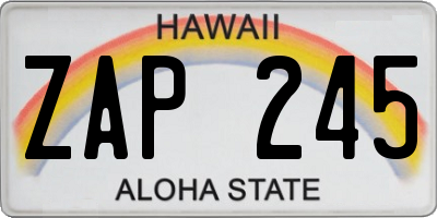HI license plate ZAP245