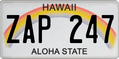 HI license plate ZAP247