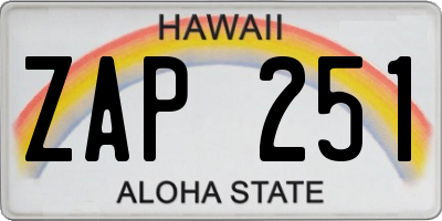 HI license plate ZAP251