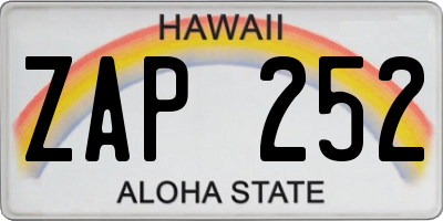 HI license plate ZAP252