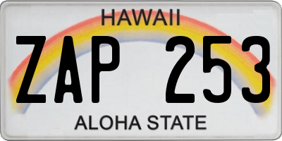 HI license plate ZAP253