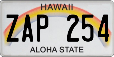 HI license plate ZAP254