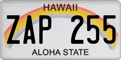 HI license plate ZAP255