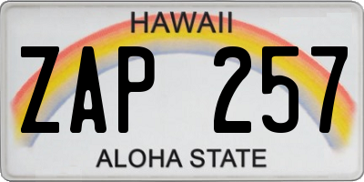 HI license plate ZAP257