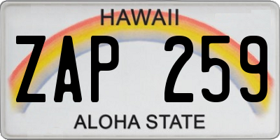 HI license plate ZAP259