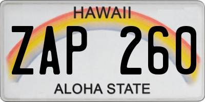 HI license plate ZAP260