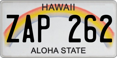 HI license plate ZAP262