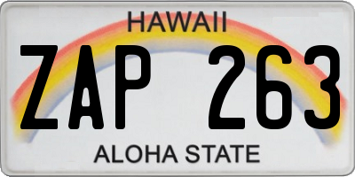 HI license plate ZAP263