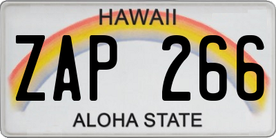 HI license plate ZAP266