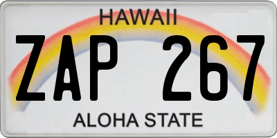 HI license plate ZAP267