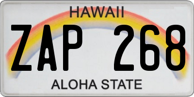 HI license plate ZAP268