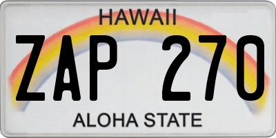 HI license plate ZAP270