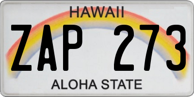 HI license plate ZAP273
