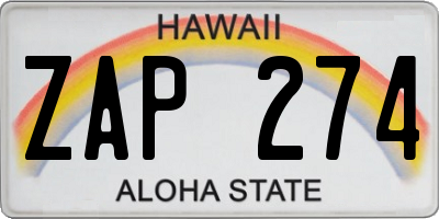 HI license plate ZAP274