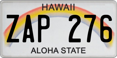 HI license plate ZAP276