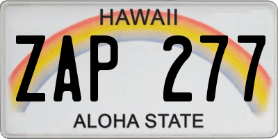 HI license plate ZAP277