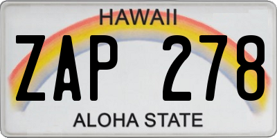 HI license plate ZAP278