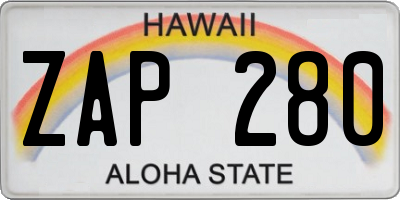 HI license plate ZAP280