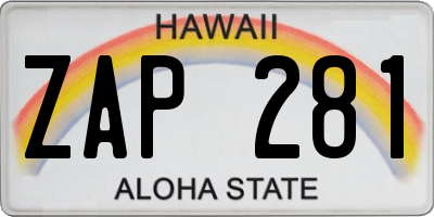 HI license plate ZAP281