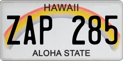 HI license plate ZAP285