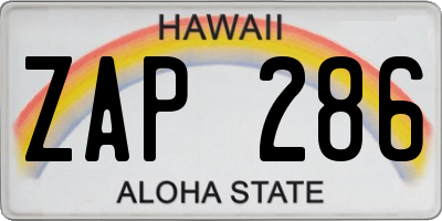 HI license plate ZAP286