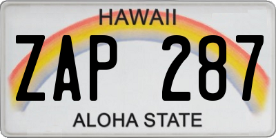 HI license plate ZAP287