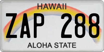 HI license plate ZAP288