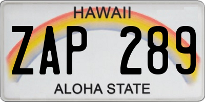 HI license plate ZAP289