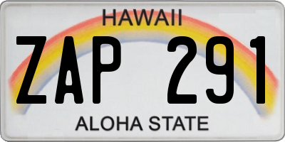 HI license plate ZAP291