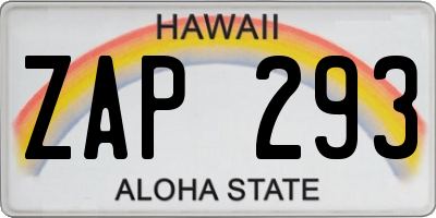 HI license plate ZAP293