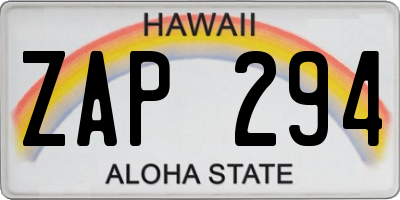 HI license plate ZAP294