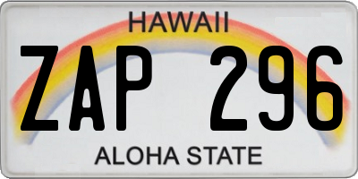 HI license plate ZAP296
