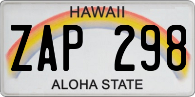 HI license plate ZAP298