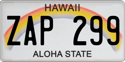 HI license plate ZAP299