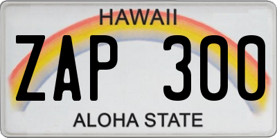 HI license plate ZAP300