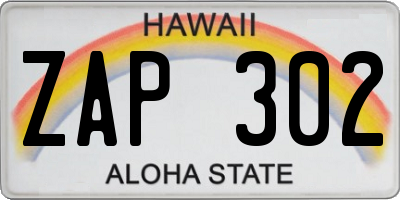 HI license plate ZAP302